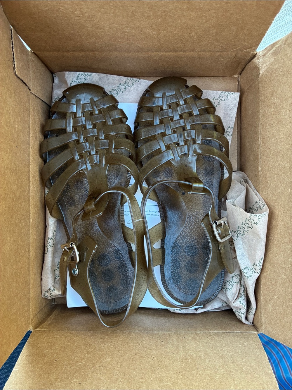 French hemp jelly sandals from Salter House, still in the box , never been worn,